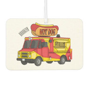 Hot dog food truck cartoon illustration  car air freshener