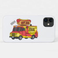 Hot dog food truck cartoon illustration