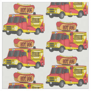 Hot dog food truck cartoon illustration fabric