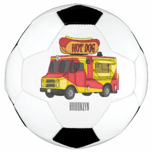 Hot dog food truck cartoon illustration football
