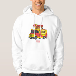 Hot dog food truck cartoon illustration hoodie
