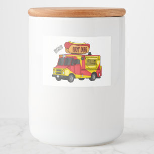Hot dog food truck cartoon illustration  label