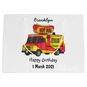 Hot dog food truck cartoon illustration large gift bag