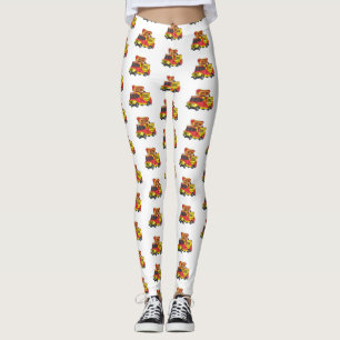 Hot dog food truck cartoon illustration leggings