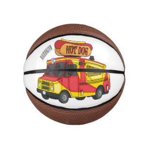 Hot dog food truck cartoon illustration mini basketball