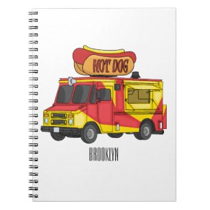 Hot dog food truck cartoon illustration notebook