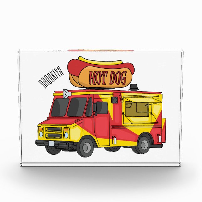 Hot dog food truck cartoon illustration photo block (Front)