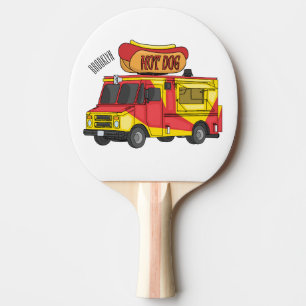 Hot dog food truck cartoon illustration ping pong paddle
