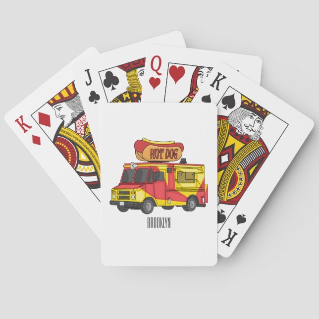 Hot dog food truck cartoon illustration  playing cards (Back)