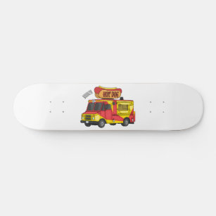 Hot dog food truck cartoon illustration skateboard