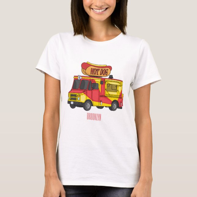 Hot dog food truck cartoon illustration T-Shirt (Front)
