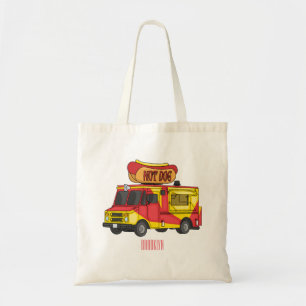 Hot dog food truck cartoon illustration  tote bag