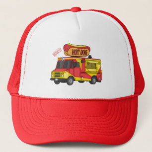 Hot dog food truck cartoon illustration trucker hat