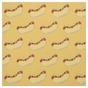 Hot Dog Frankfurter Mustard Bun Hotdog Fast Food Fabric
