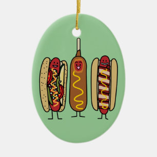 Hot Dog Friends Ceramic Tree Decoration