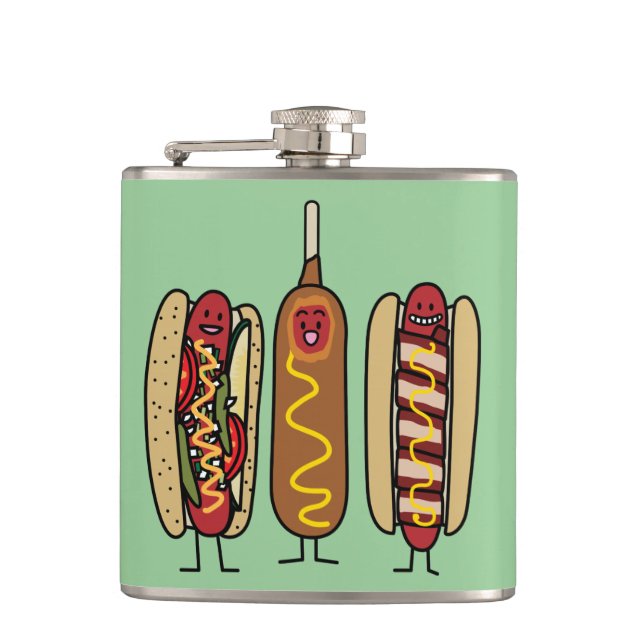 Hot Dog Friends Hip Flask (Front)