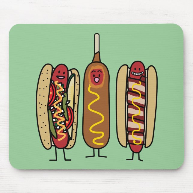 Hot Dog Friends Mouse Mat (Front)