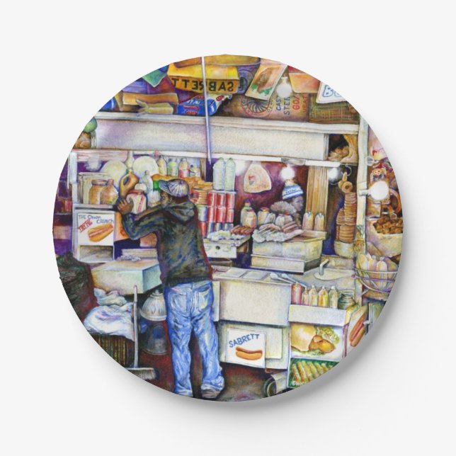 Hot Dog God, New York City Paper Plate (Front)