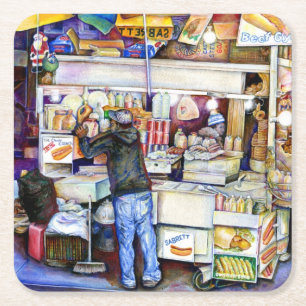 Hot Dog God, New York Square Paper Coaster