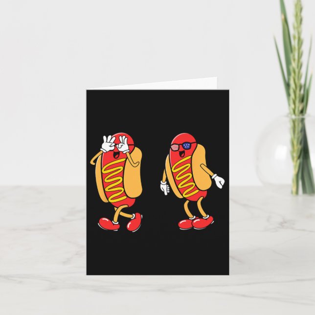 Hot Dog Griddy Dance Hotdog 4th Of July Boys Kids  Card (Front)