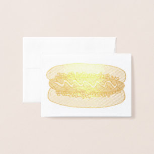 Hot Dog Hotdog w/ Mustard and Relish Food Foodie Foil Card