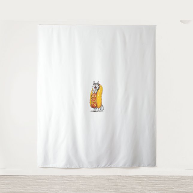 Hot Dog Husky – Funny Food Costume Tapestry (Front)