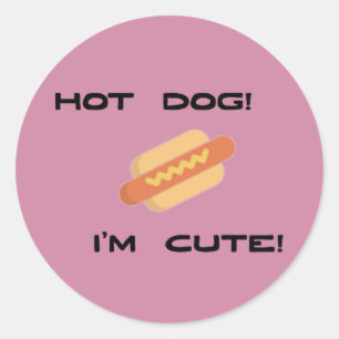 Hot Dog I'm Cute Classic Round Sticker