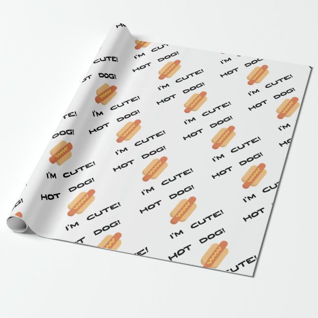 Hot Dog I'm Cute Wrapping Paper (Unrolled)