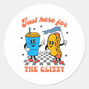 Hot Dog I'm Just Here For The Glizzy Happy 4th Of  Classic Round Sticker