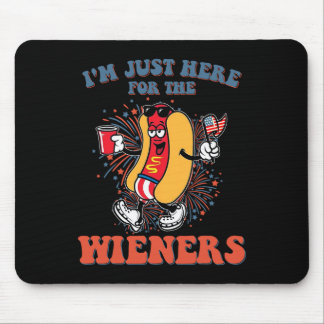 Hot Dog I'm Just Here For The Wieners 4th Of July Mouse Mat