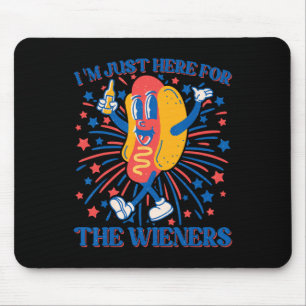 Hot Dog I'm Just Here For The Wieners 4th Of July Mouse Mat