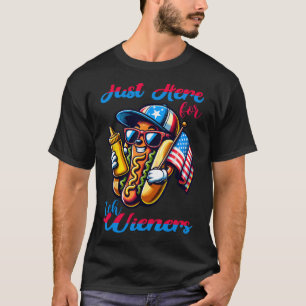 Hot Dog I'm Just Here For The Wieners 4th Of July  T-Shirt