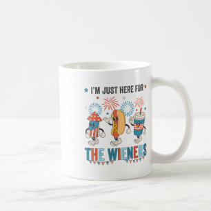 Hot Dog I'm Just Here For The Wieners Cute Retro 4 Coffee Mug