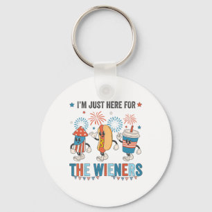 Hot Dog I'm Just Here For The Wieners Cute Retro 4 Key Ring