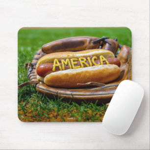 Hot Dog In Baseball Glove Mouse Mat