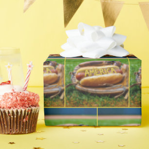 Hot Dog In Baseball Glove Wrapping Paper