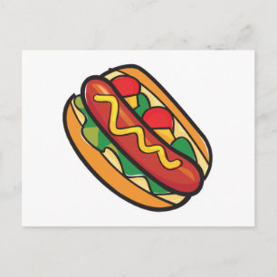hot dog in bun postcard