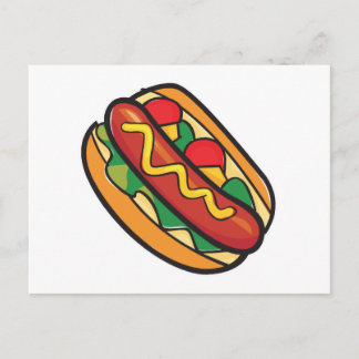 hot dog in bun postcard