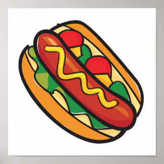 hot dog in bun poster