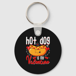 Hot Dog Is My Valentine Cute Valentines Day Kids T Key Ring
