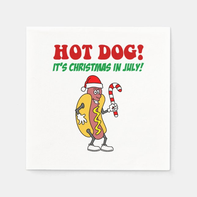 Hot Dog It's Christmas In July Party Napkin (Front)