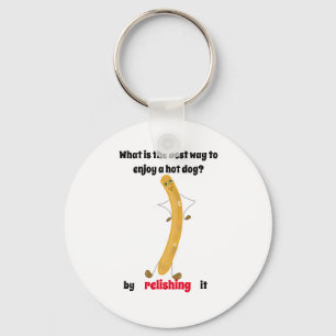 hot dog joke give a smile!  key ring