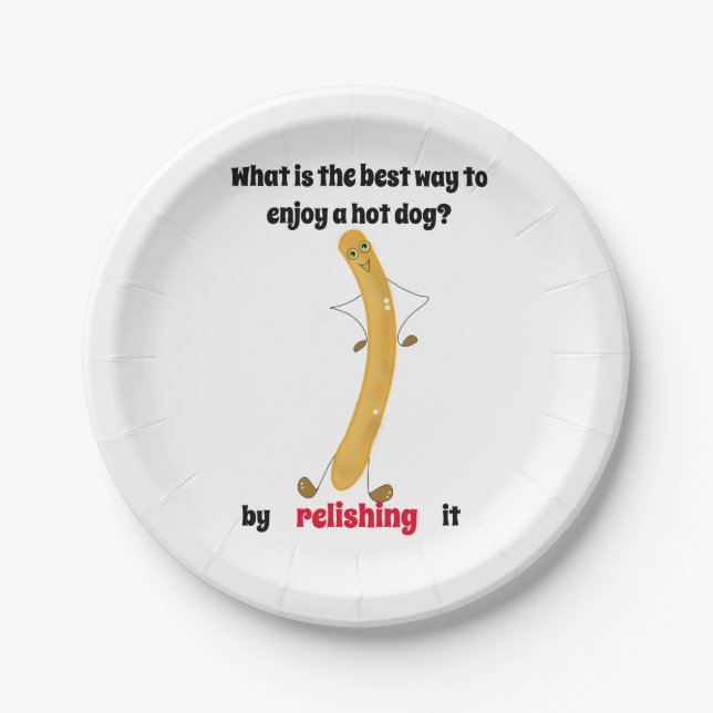 hot dog joke give a smile!  paper plate (Front)