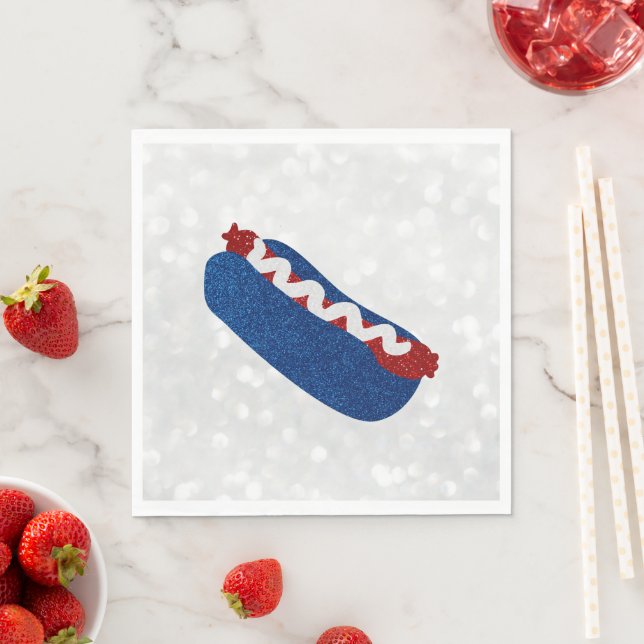 Hot Dog July 4th Glitter Napkin (Insitu)