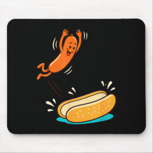 Hot Dog Jumping Into Bun Sausage Bbq High Dive Mouse Mat