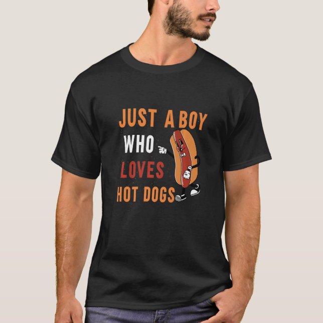 Hot Dog Just A Boy Who Loves Hot Dogs Champion Hot T-Shirt (Front)