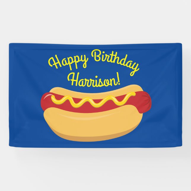 Hot Dog Kids Birthday Party Cook Out Cute Banner (Horizontal)