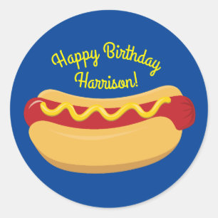 Hot Dog Kids Birthday Party Cook Out Cute Classic Round Sticker