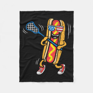 Hot-Dog Lacrosse Player 4th Of July Sport Fleece Blanket