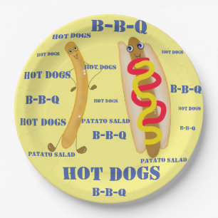 hot dog mad fun cartoon  paper plate